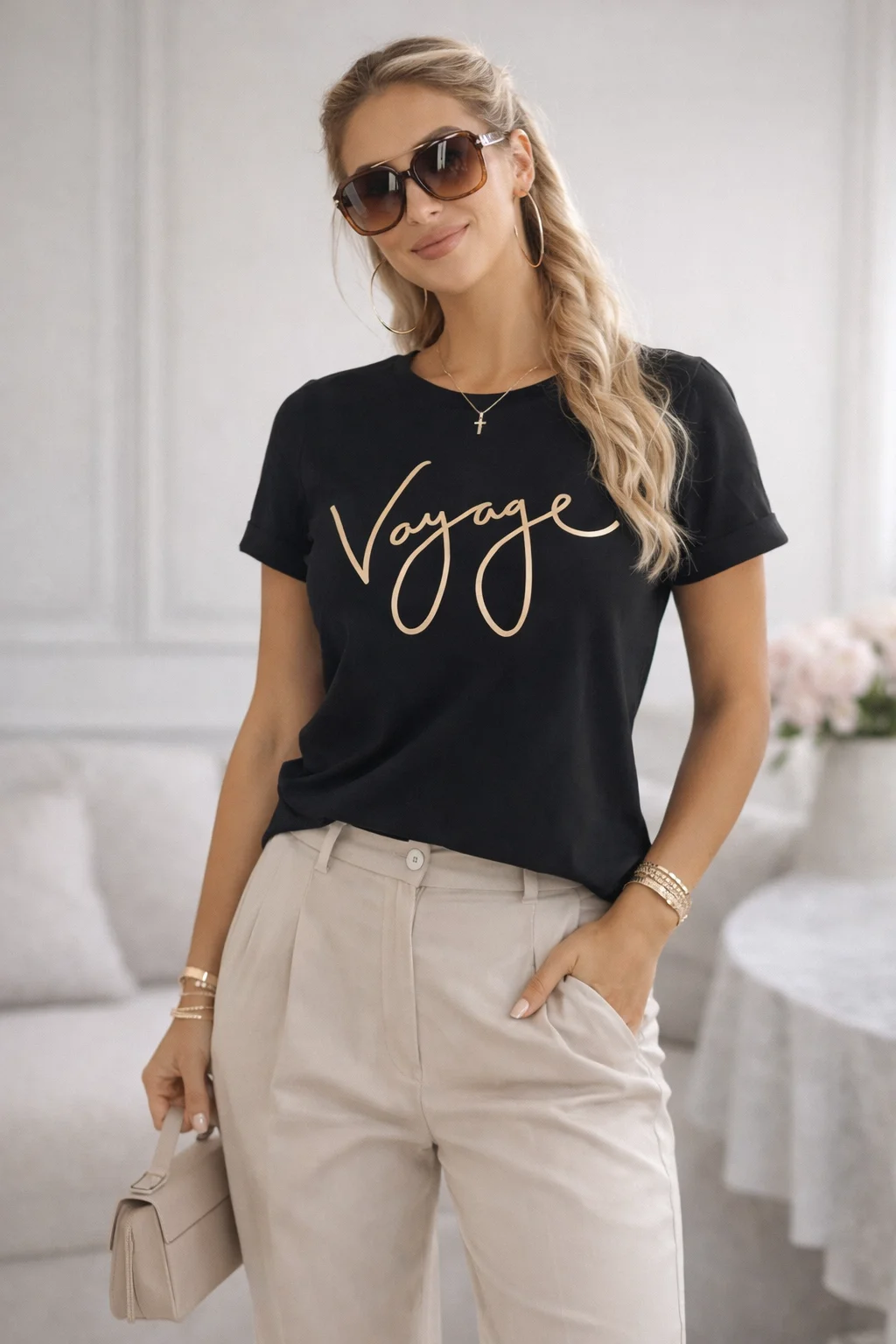 VOYAGE tričko - černá, sedne od velikosti XS do M