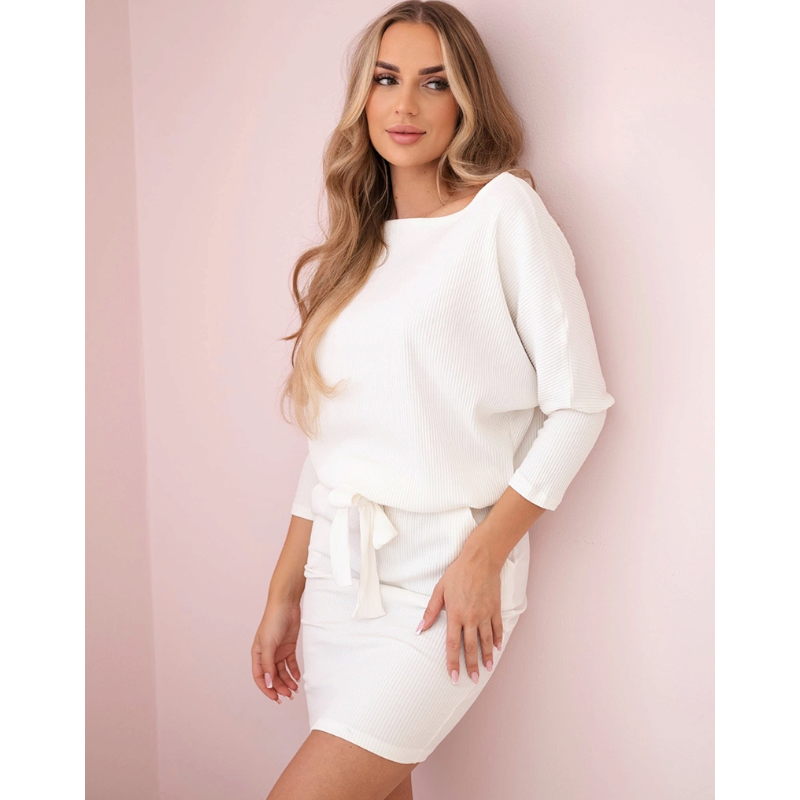 Amaya - šaty s páskem - ecru, sedne do L