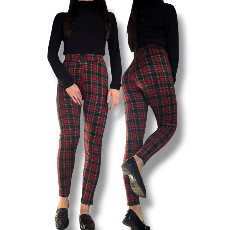 Zateplené kostkované legíny