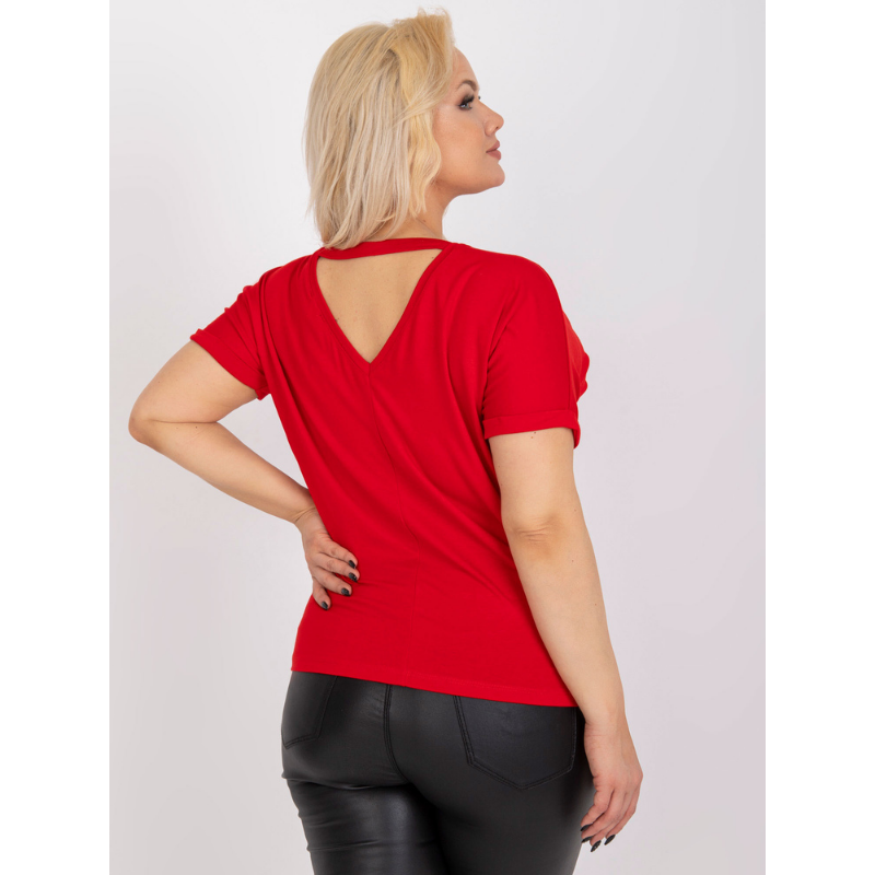 ALENA - PLUS SIZE tričko - červená, velikost sedne do 44
