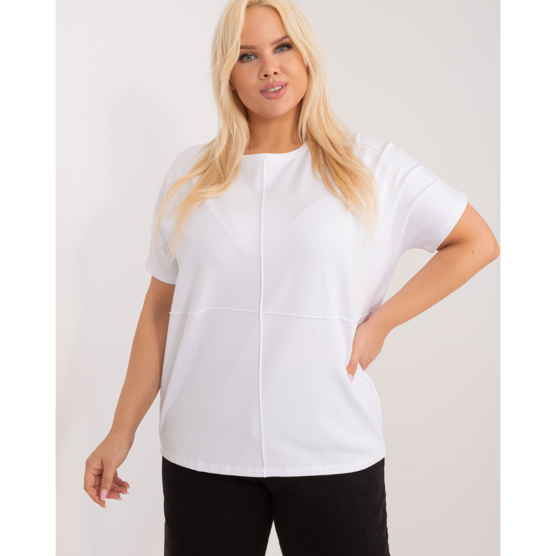 MAYA - PLUS SIZE bílé tričko s ozdobným švem