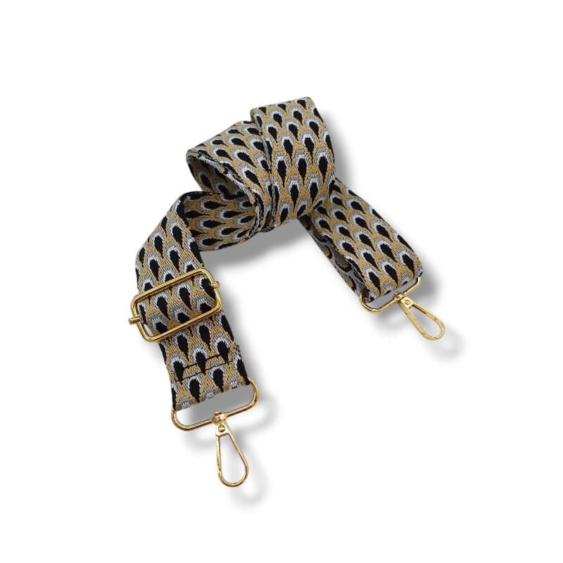 Popruh na kabelku/ledvinu s motivem pavích per