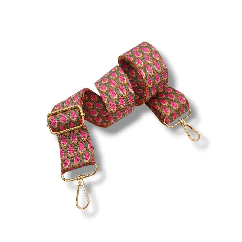 Popruh na kabelku/ledvinu s motivem pavích per