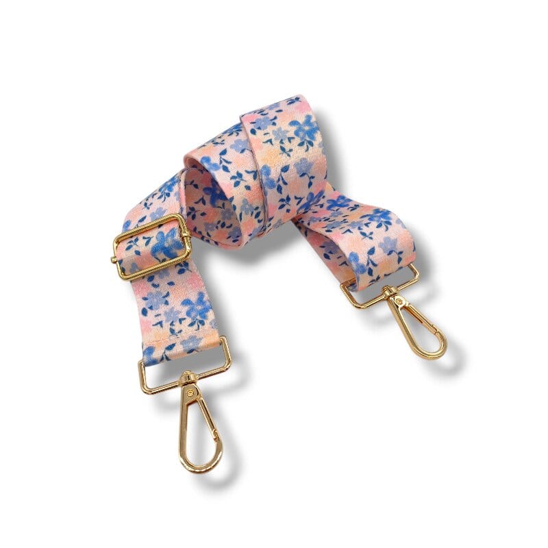 Popruh na kabelku/ledvinu letní kvítí s modrým akcentem