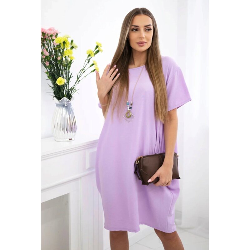 ROXANA - šaty s kapsami a přívěskem - lila, velikost L