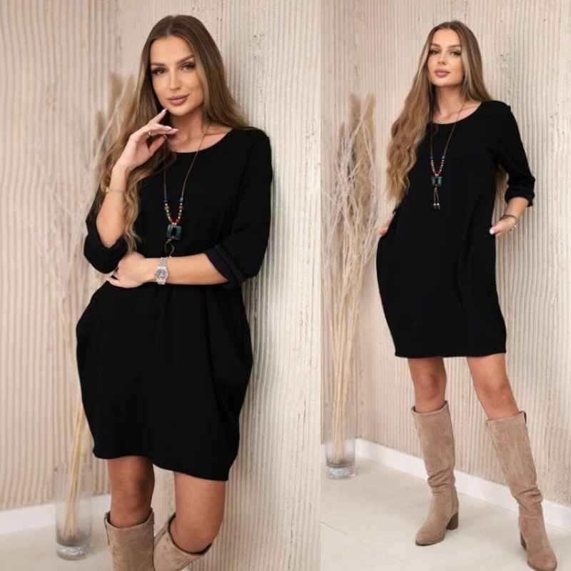 PEGGY - šaty s přívěskem - černá, sedne do L