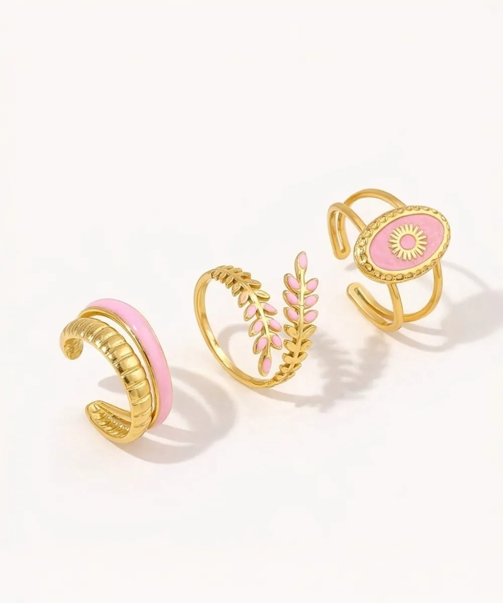 TRIO CHIC - sada prstenů (3 ks) - chirurgická ocel