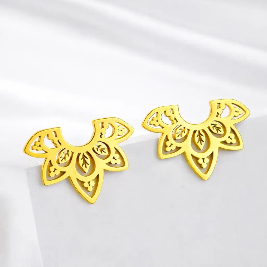 LOTUS - náušnice z chirurgické oceli, zlatá