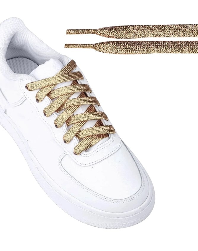 GLITTER LACES - třpytivé tkaničky - zlatá, 120 cm