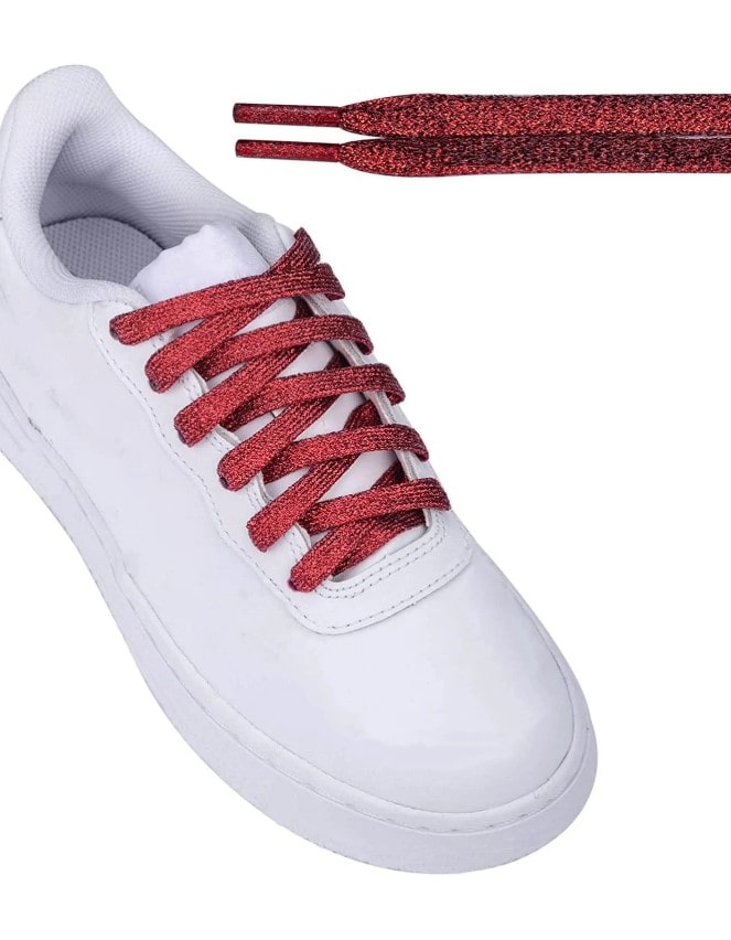 GLITTER LACES - třpytivé tkaničky - vínová, 120 cm
