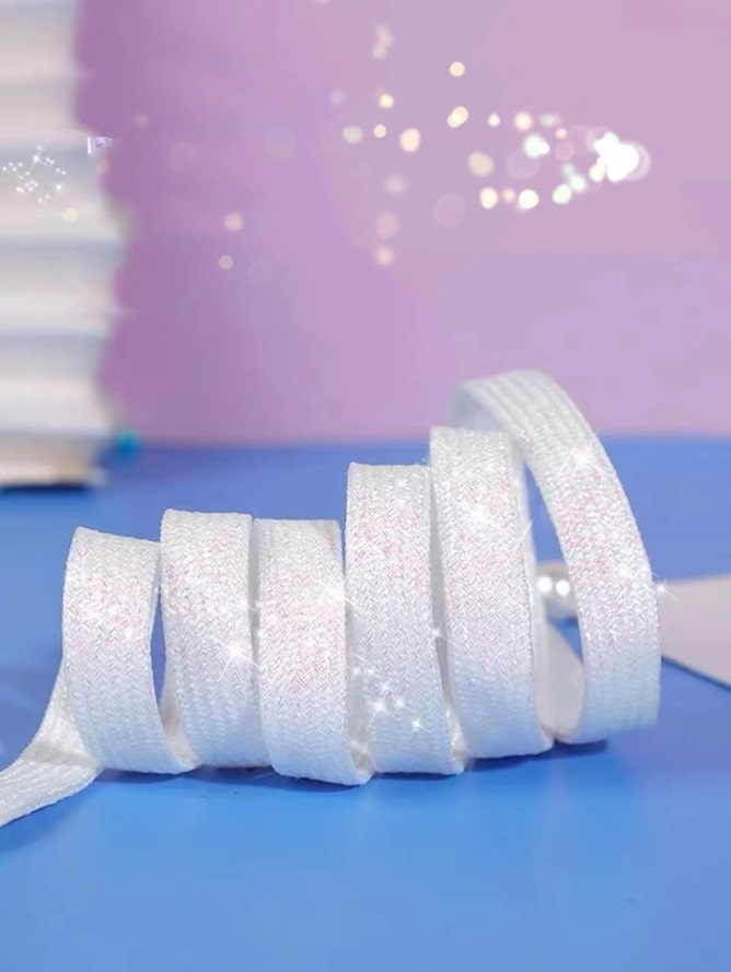 GLITTER LACES - třpytivé tkaničky - bílé, 120 cm
