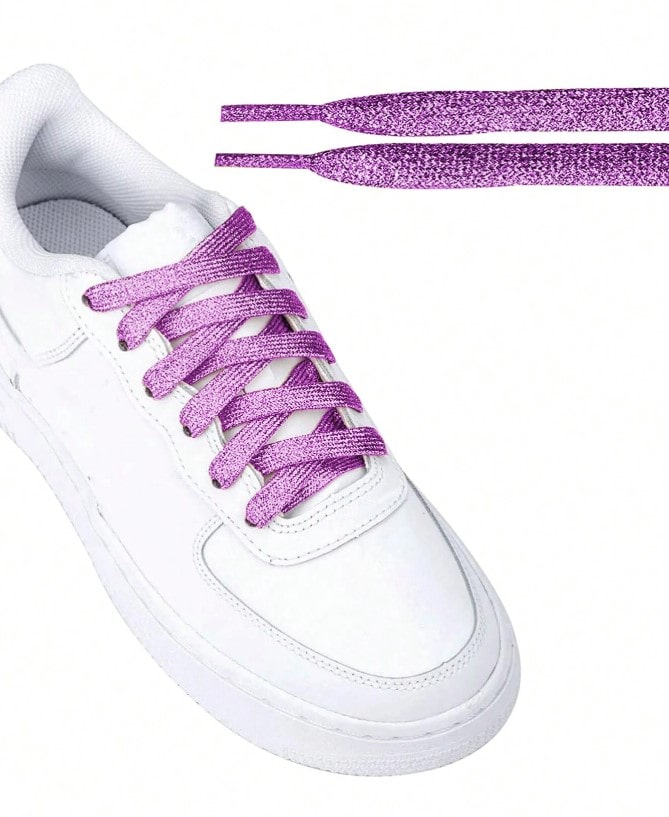 GLITTER LACES - třpytivé tkaničky - fialové, 120 cm