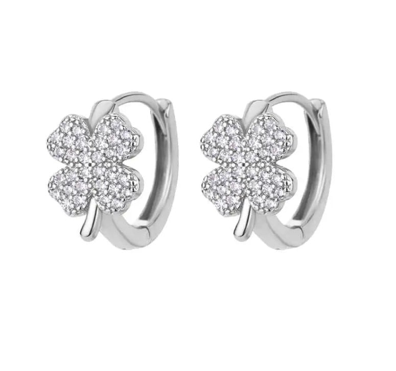 BE LUCKY – náušnice z chirurgické oceli se čtyřlístkem a zirkony 