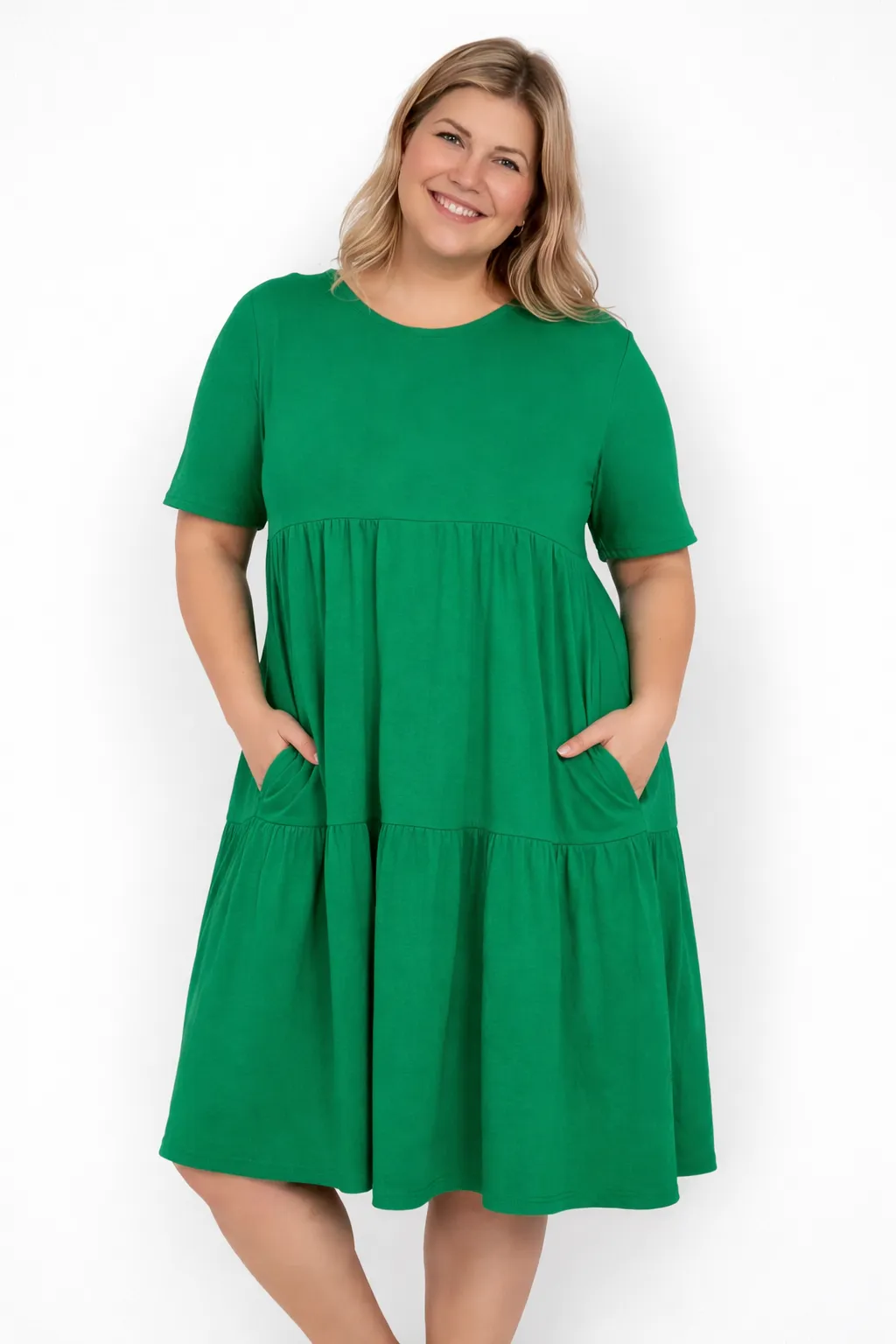 BRIANNA - PLUS SIZE šaty - zelená, sedne do velikosti 50