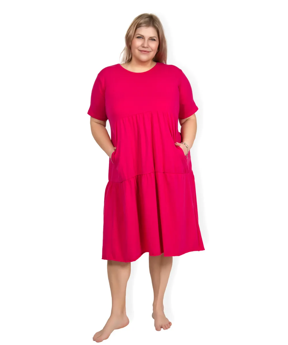 BRIANNA - PLUS SIZE šaty - růžová, sedne do velikosti 50