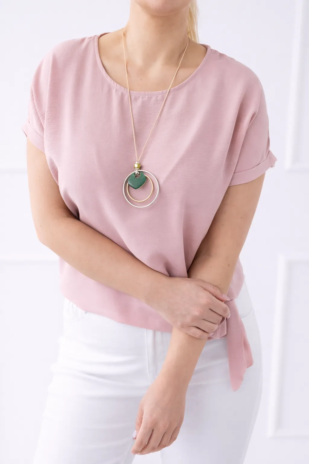 MELISA - tričko s uzlem - pudrová, sedne do velikosti XL