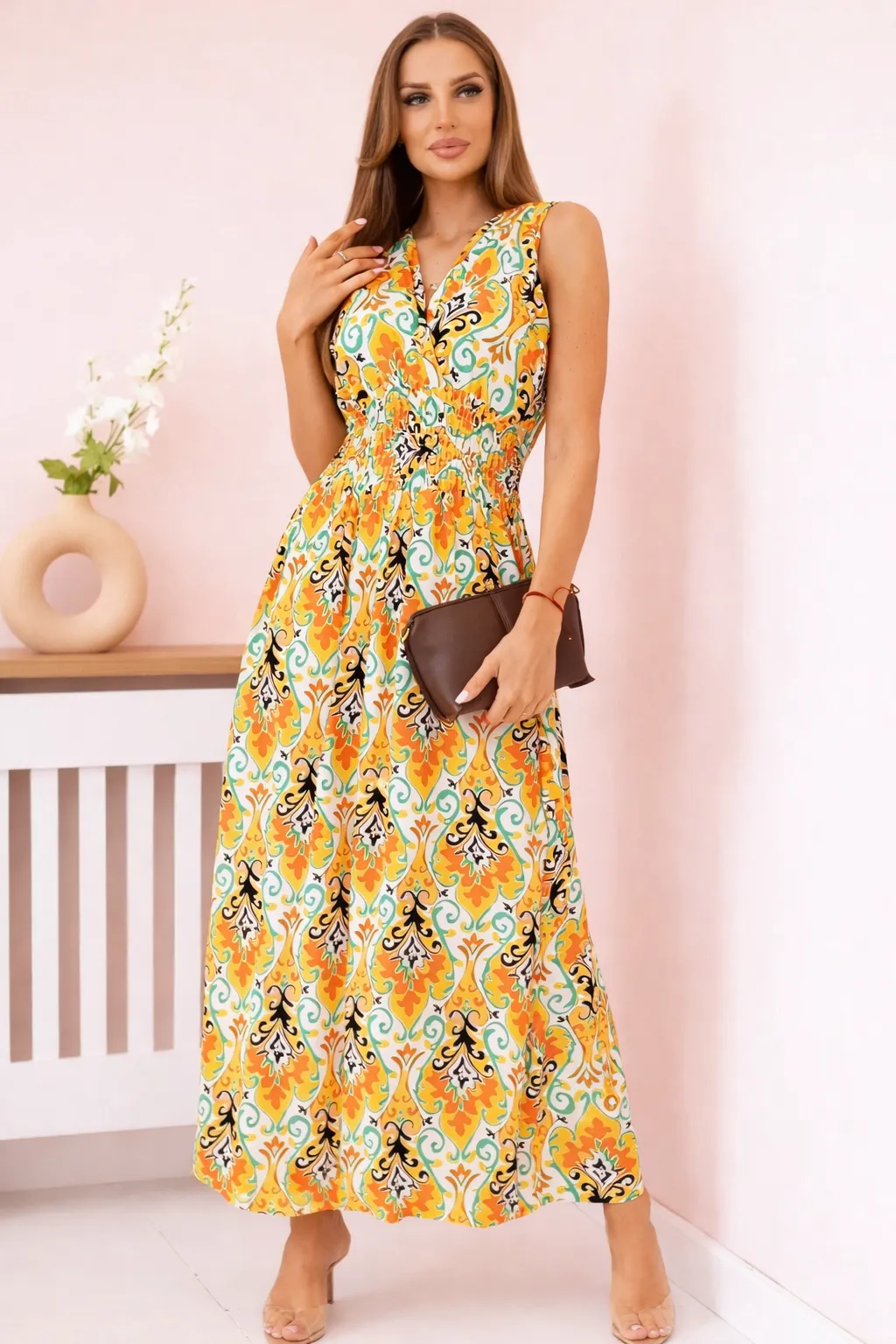 TROPEA - dlouhé šaty - pomerančová, velikost sedne do XL