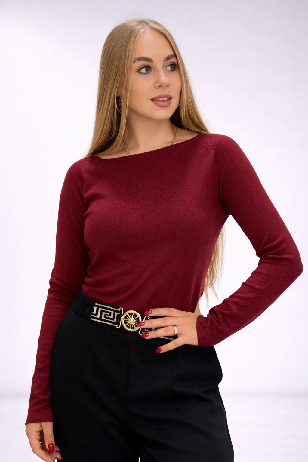 VIBE - basic svetřík - burgundy - menší a větší velikost