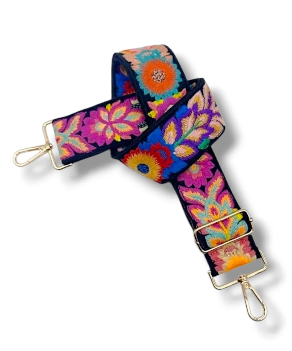 LIMONADA - vyšívaný popruh na kabelku nebo ledvinku, černá