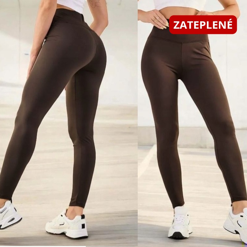 Bibi - bambusové středně zateplené legíny - čokoládová, velikost 4XL/5XL