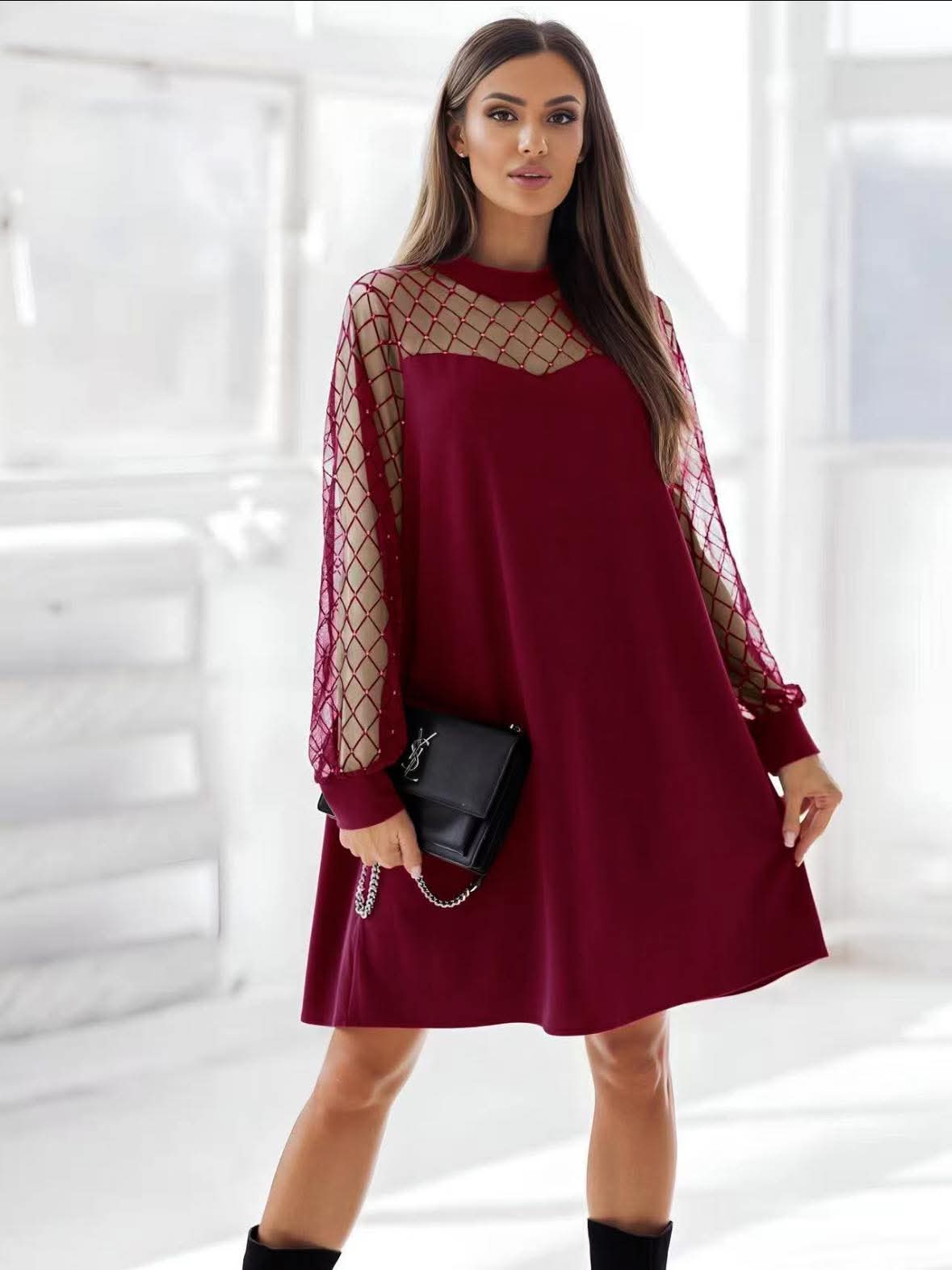 HOLLY - šaty - burgundy, velikost sedne od S do L