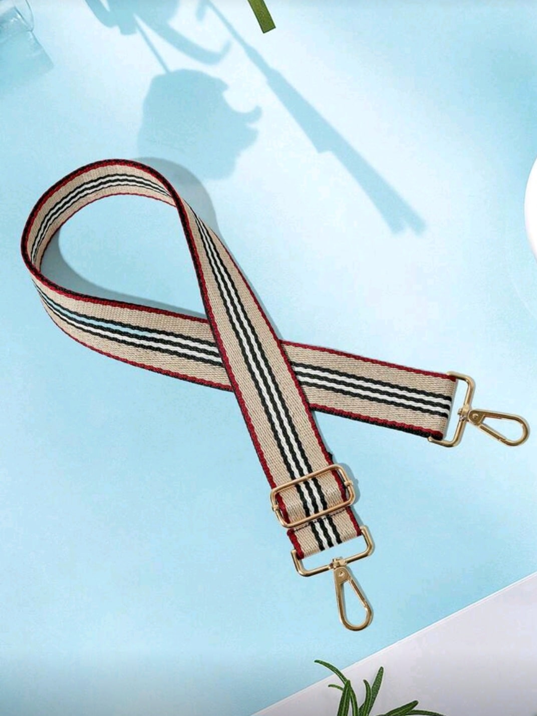 Popruh na kabelku/ledvinu - černý s béžovým prošíváním po stranách