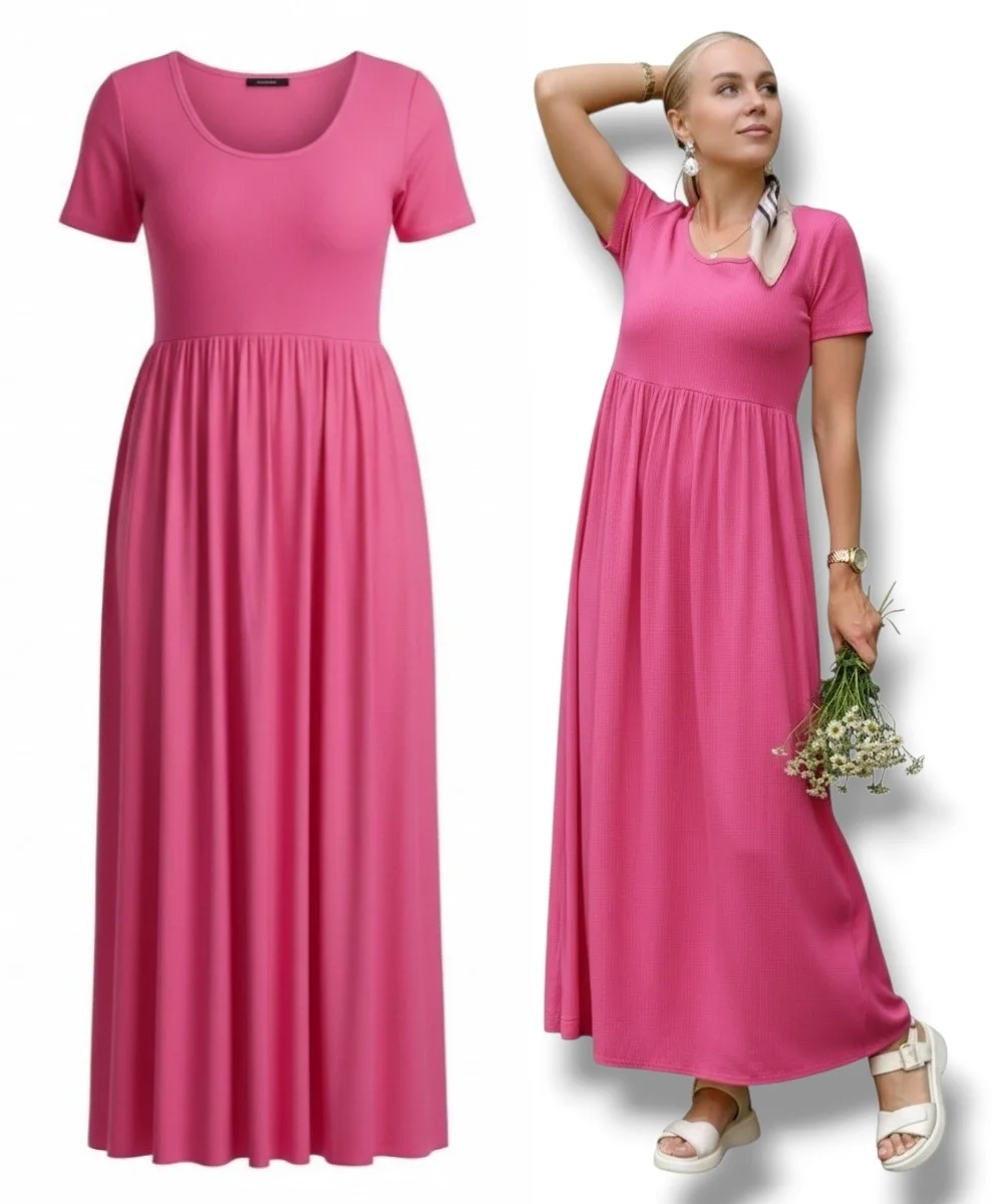 VIVIANA - dlouhé šaty - magnolie, menší a větší velikost