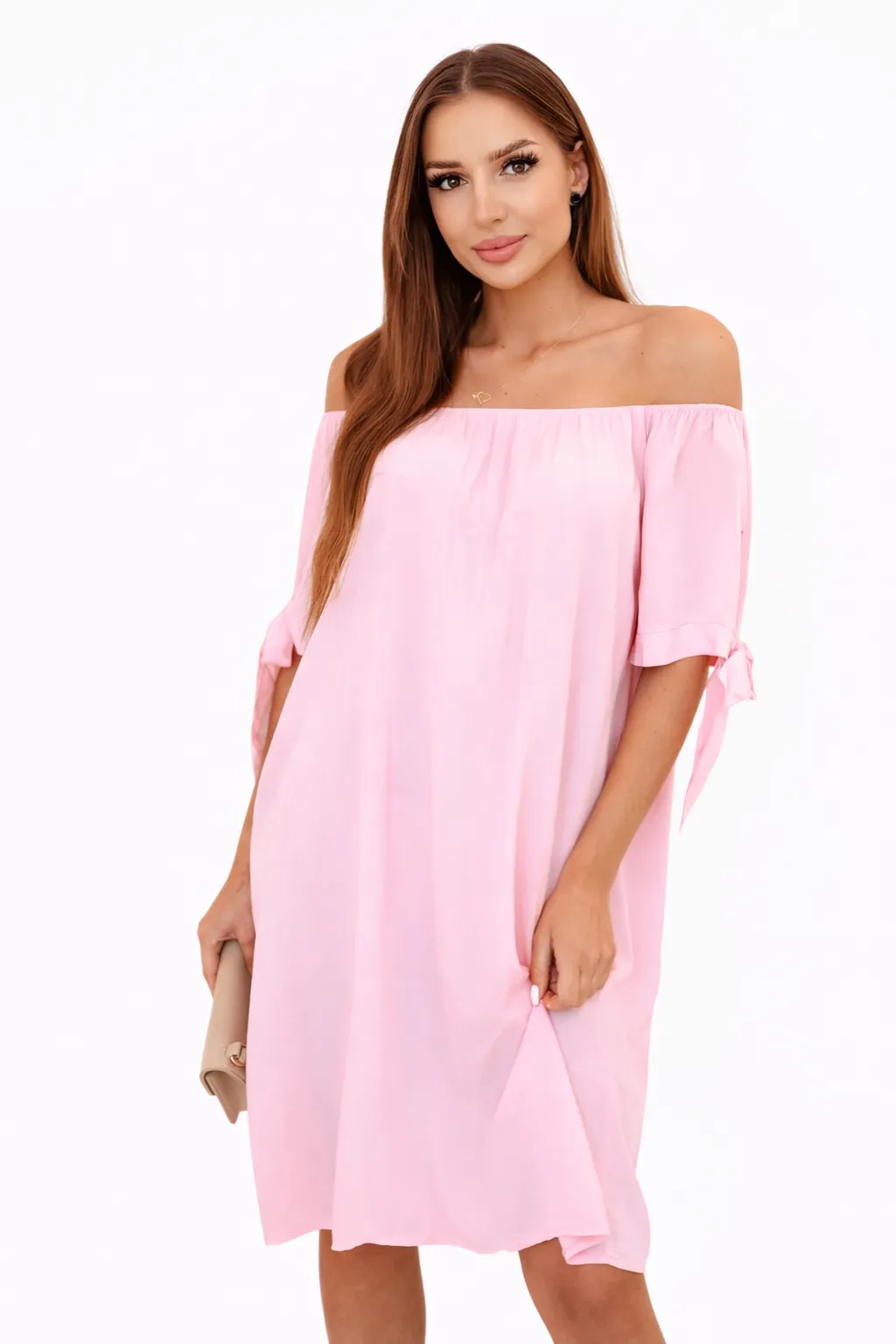 VIOLA - viskózové šaty - magnolie, velikost sedne od S do L