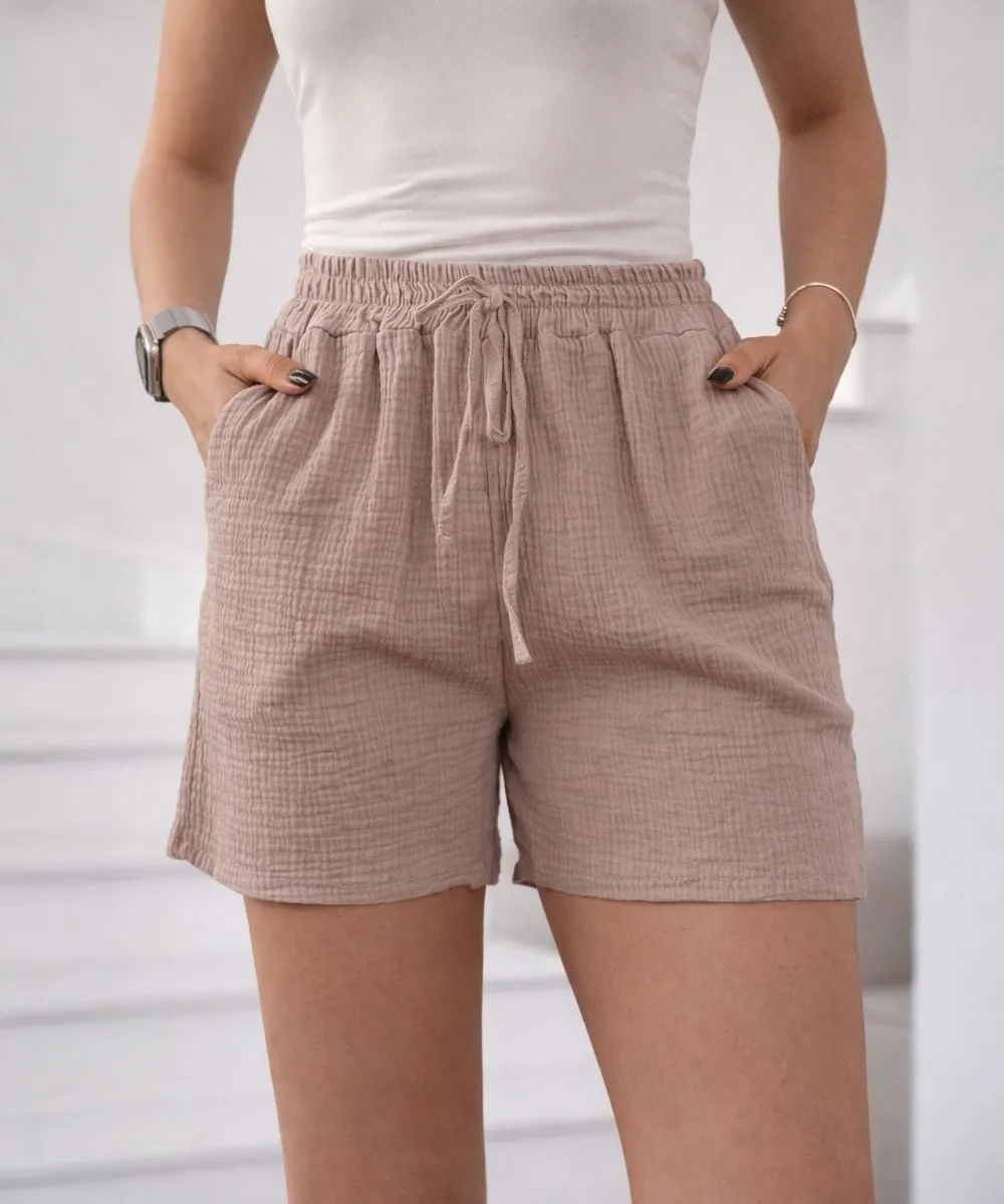 MALIBU - mušelínové kraťasy - frappé, sednou od velikosti S do M