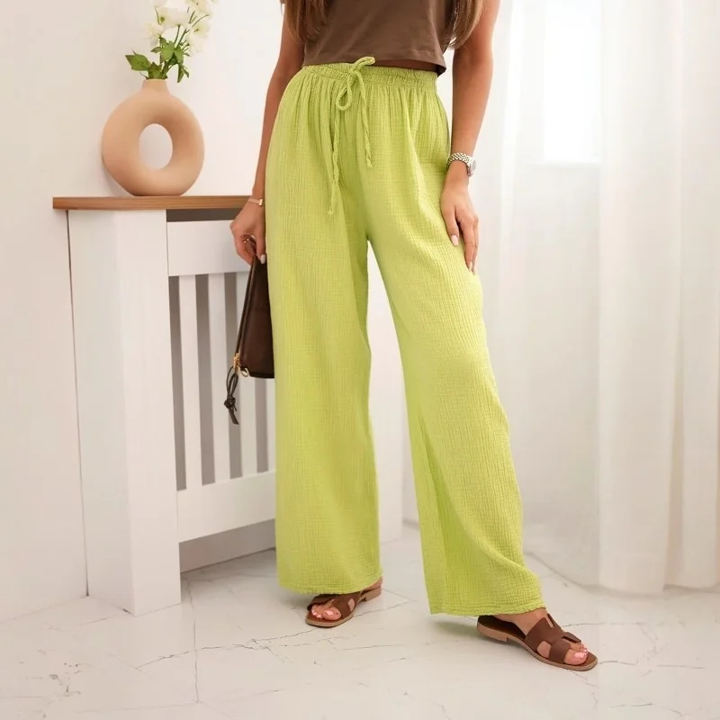 SAMBA - mušelínové kalhoty - limetková, velikost sedne od S do L