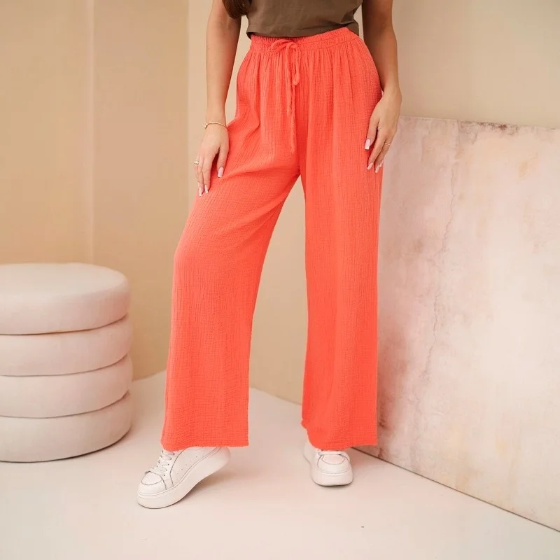 SAMBA - mušelínové kalhoty - papája, velikost sedne od S do L