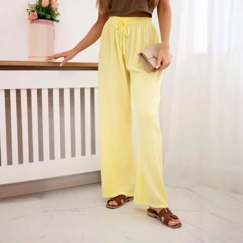 SAMBA - mušelínové kalhoty - citrónová, velikost sedne od S do L