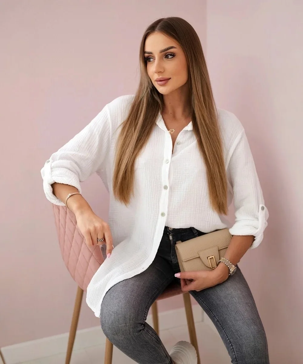 HAVANA - mušelínová košile - kokosová, sedne od velikosti S do L