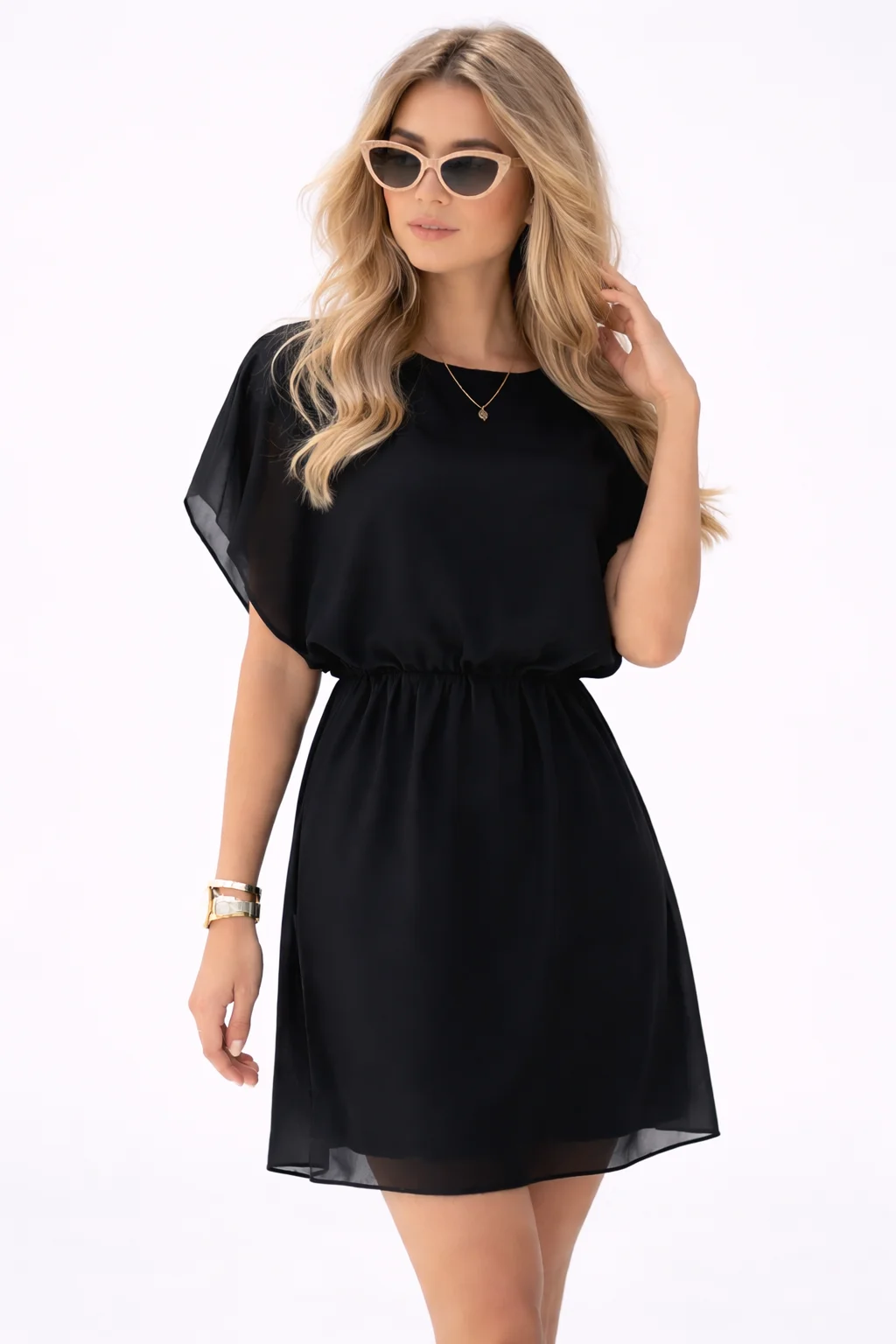 PRETTY - šifónové šaty - černá třešeň, velikost sedne od S do XL