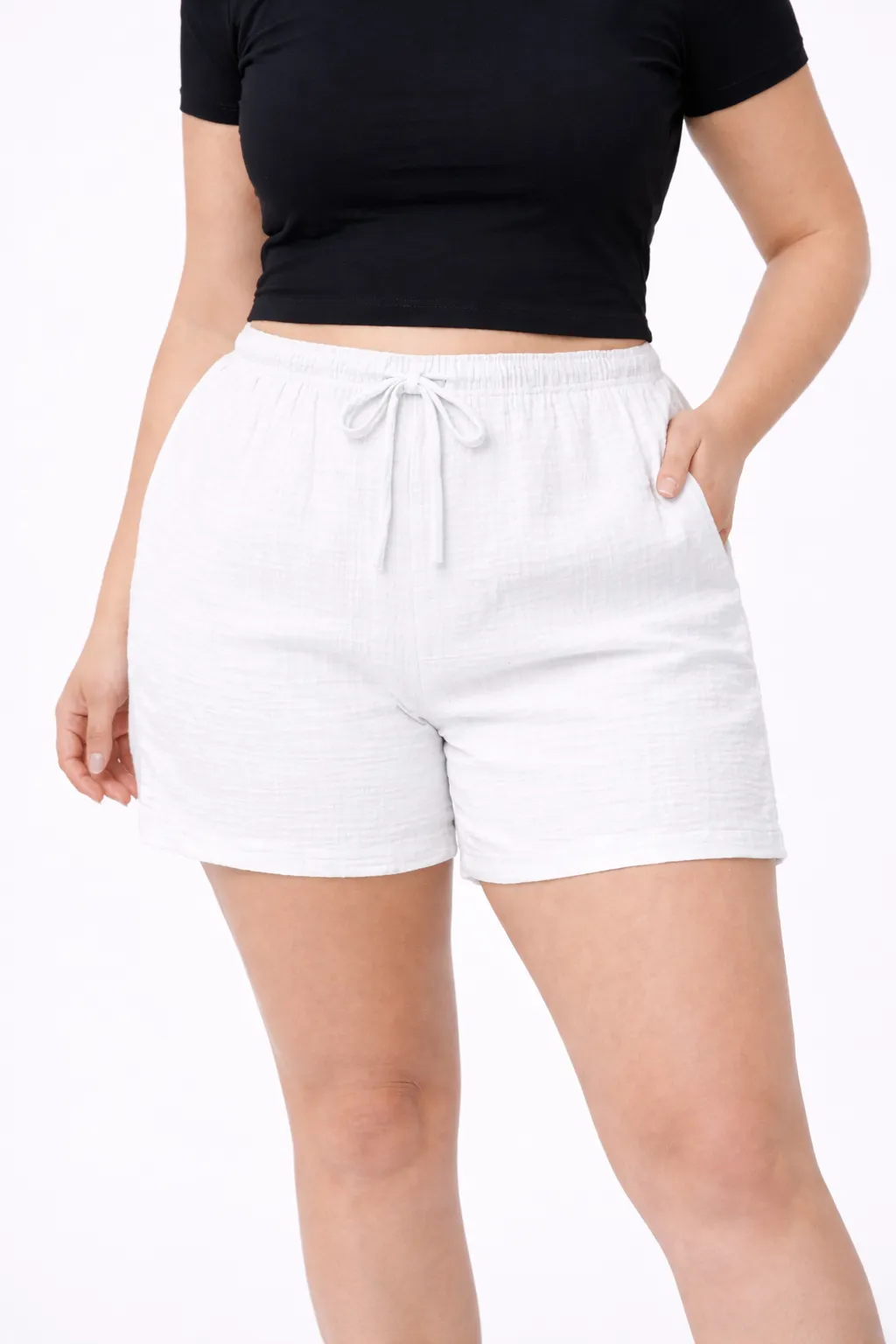 SOLITA - mušelínové kraťasy - bílá, velikosti od M do XL