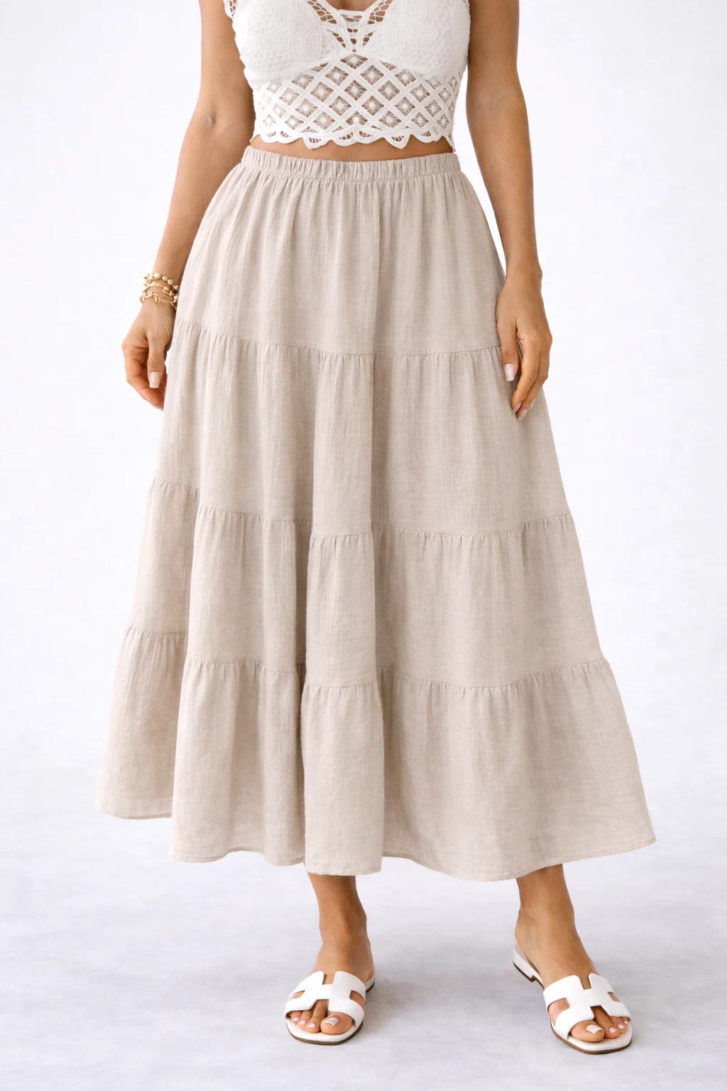 SAHARA - mušelínová sukně - frappé, sedne od velikosti S do L 