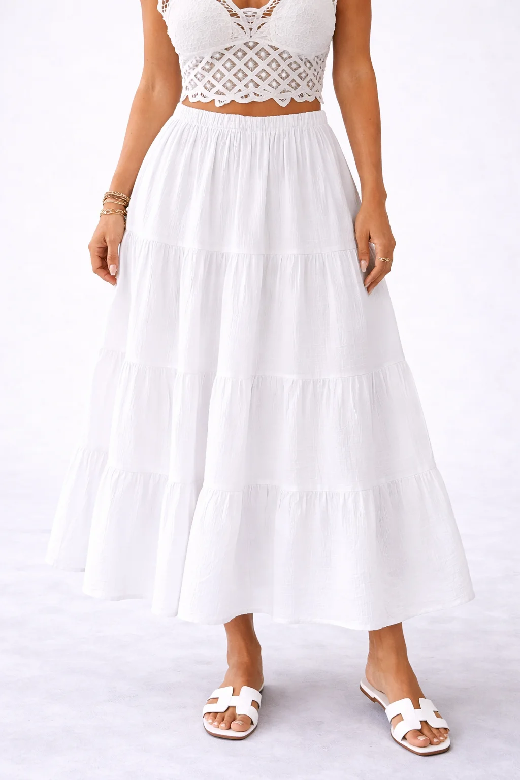 SAHARA - mušelínová sukně - kokosová, sedne od velikosti S do L 