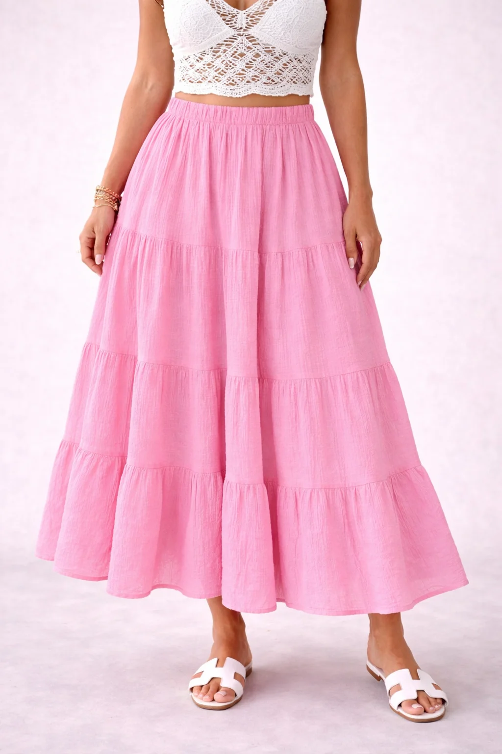 SAHARA - mušelínová sukně - guava, sedne od velikosti S do L 