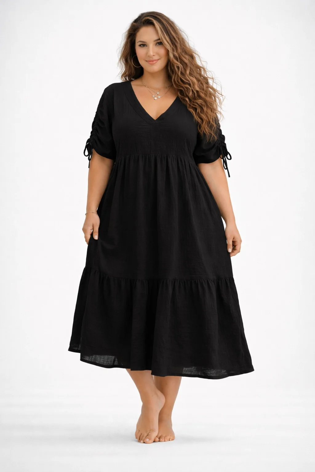 LIANA - PLUS SIZE mušelínové šaty - černá třešeň, sednou do velikosti 50