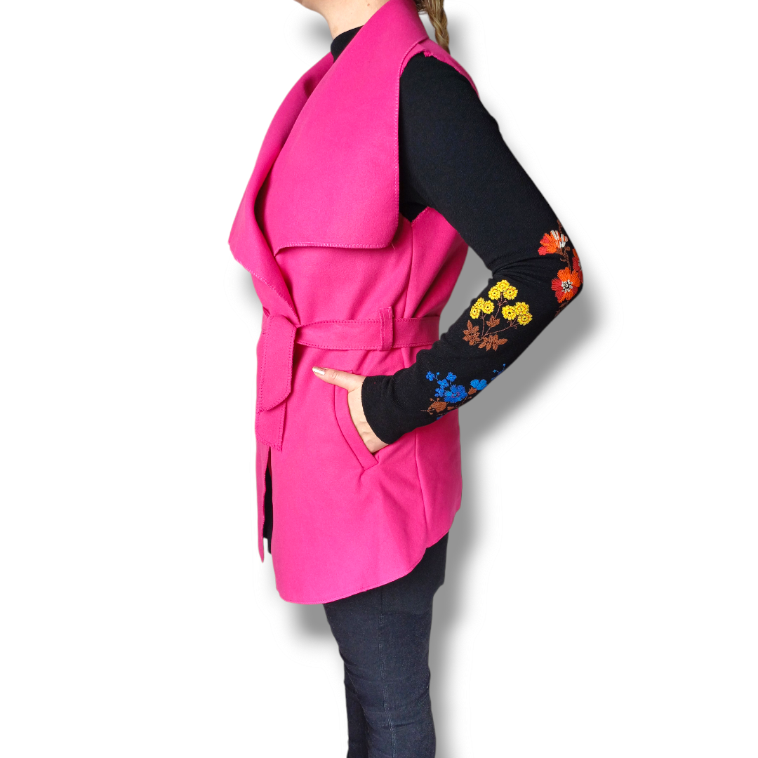 Moly - flaušová vesta krátká - magenta, sedne od velikosti XS do XL