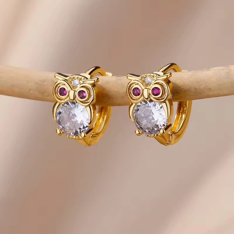 Dětské náušnice Gold Owl - zlatá, chirurgická ocel
