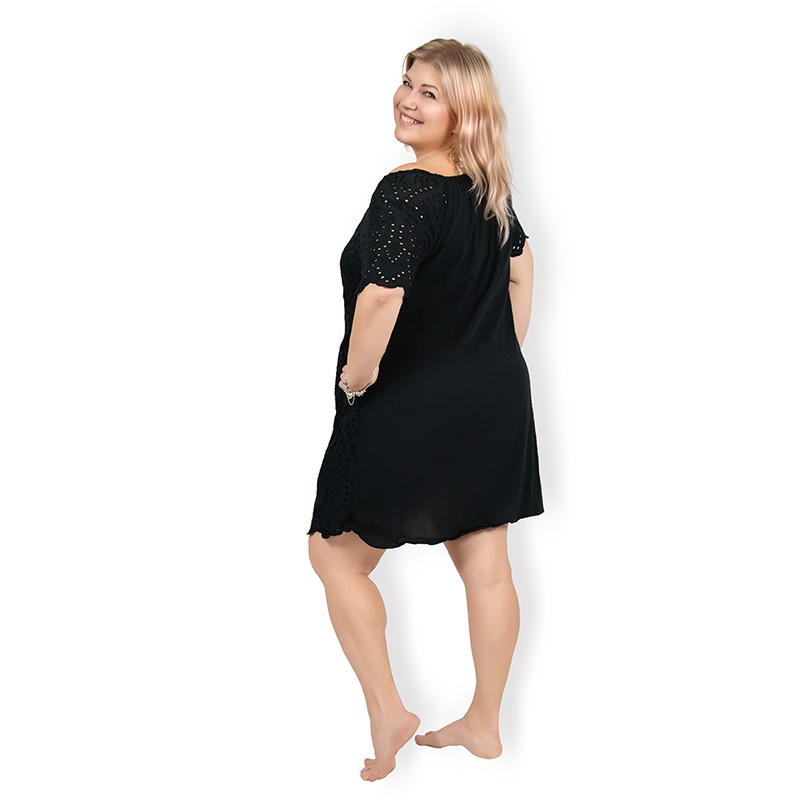 Leona - krajkové PLUS SIZE šaty - černá, sednou do velikosti 50
