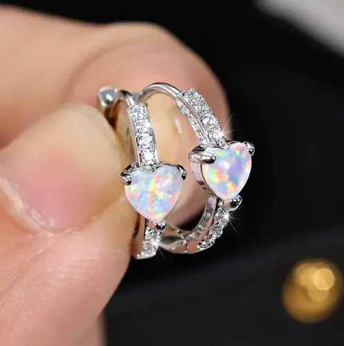 Dětské náušnice Opal Heart