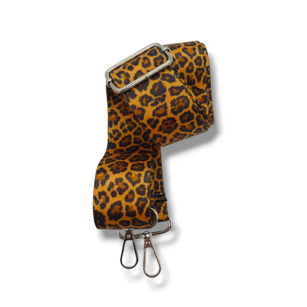 Leopardí popruh se stříbrnými sponami - popruh na kabelku/ledvinu