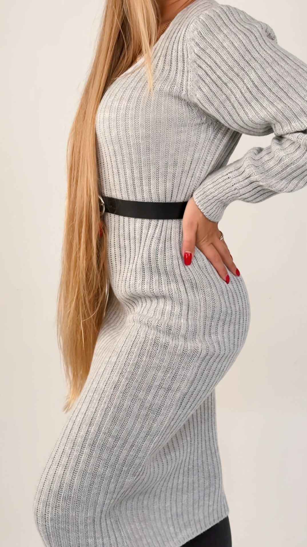 Svetrové šaty Nina - šedá, sedne od velikosti XS do L