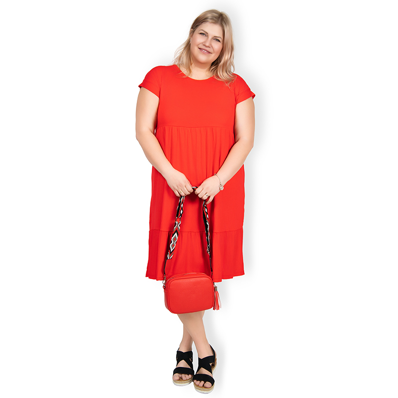 PLUS SIZE šaty Kate - červená, sednou do velikosti 50