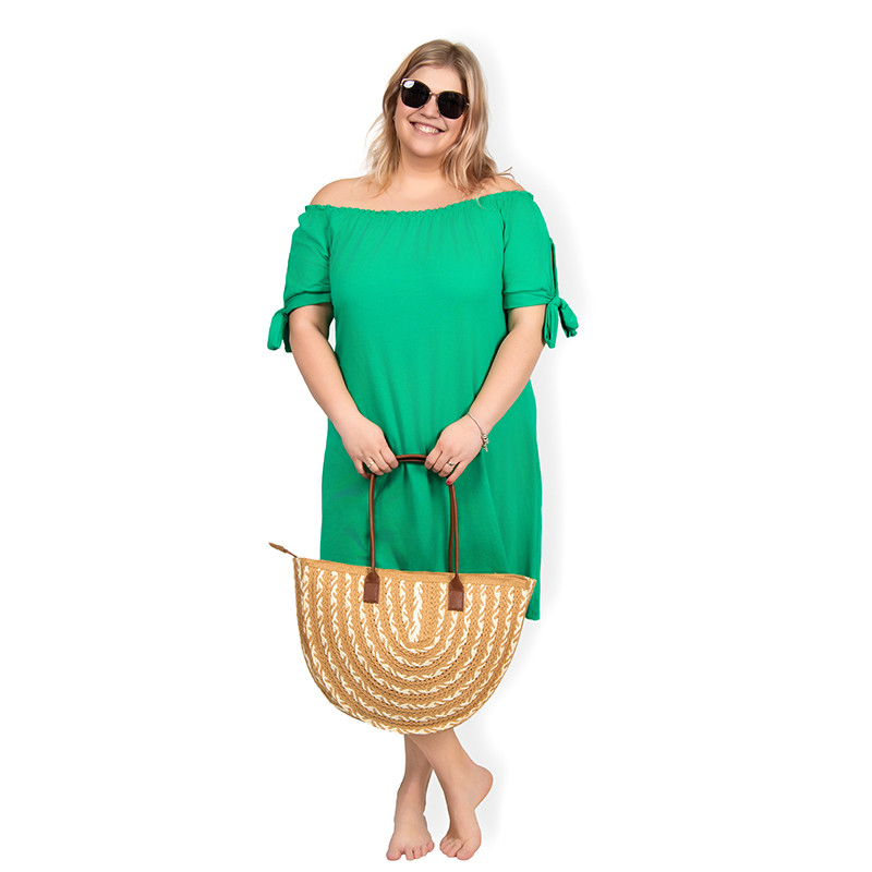 PLUS SIZE šaty Carmen - zelená, sednou do velikosti 50