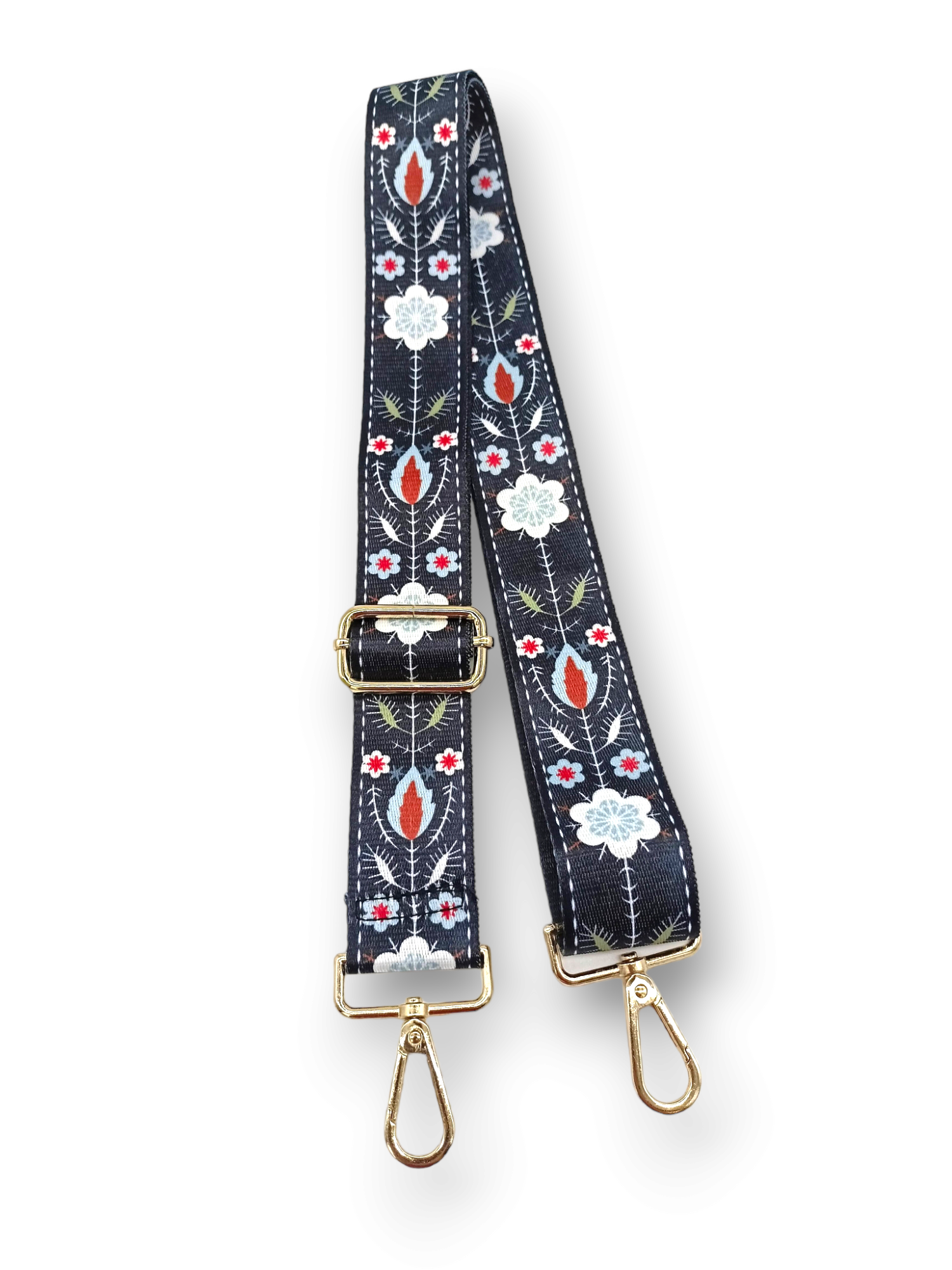Popruh na kabelku/ledvinu s květinovým motivem