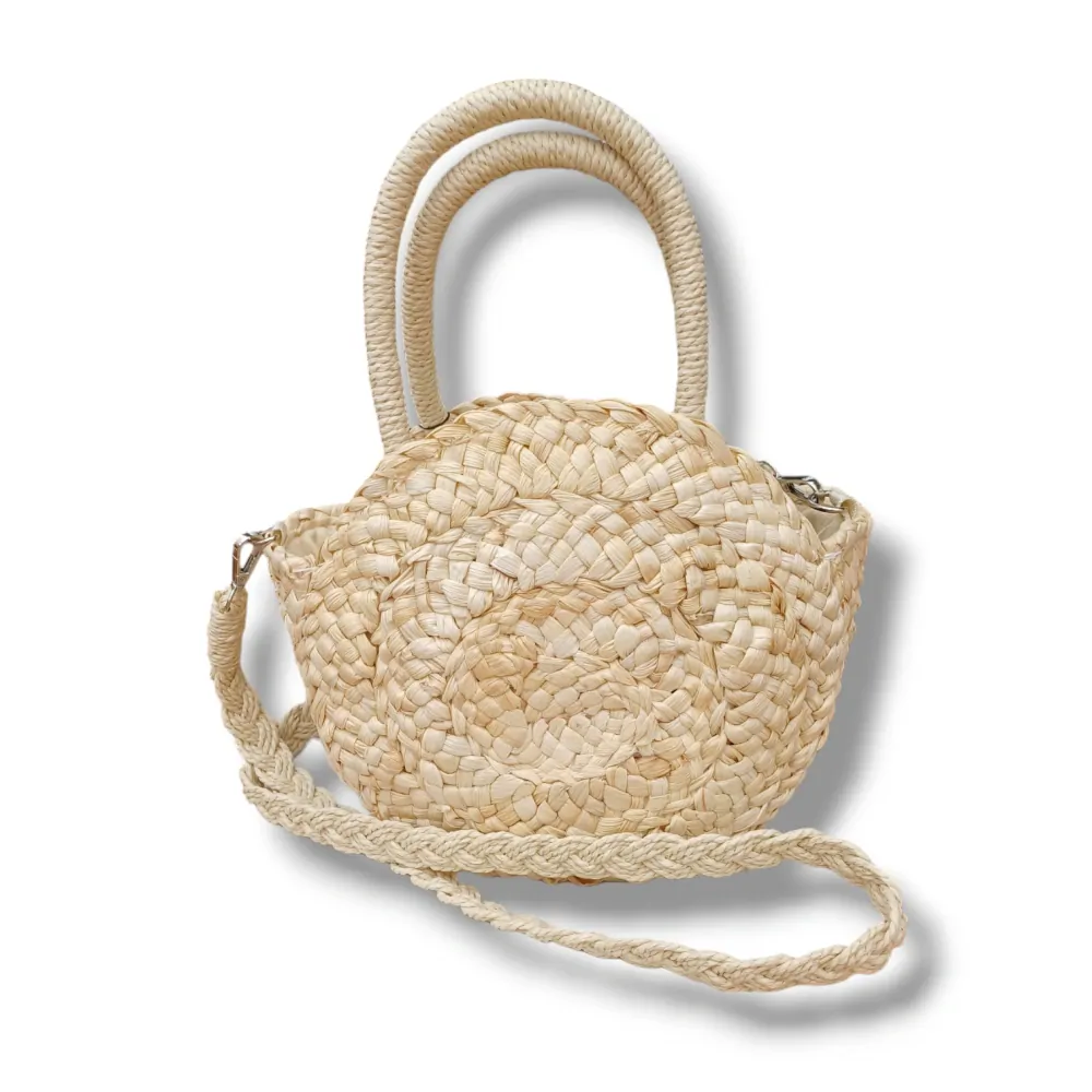 Strawee Round - slaměná kulatá kabelka - beige
