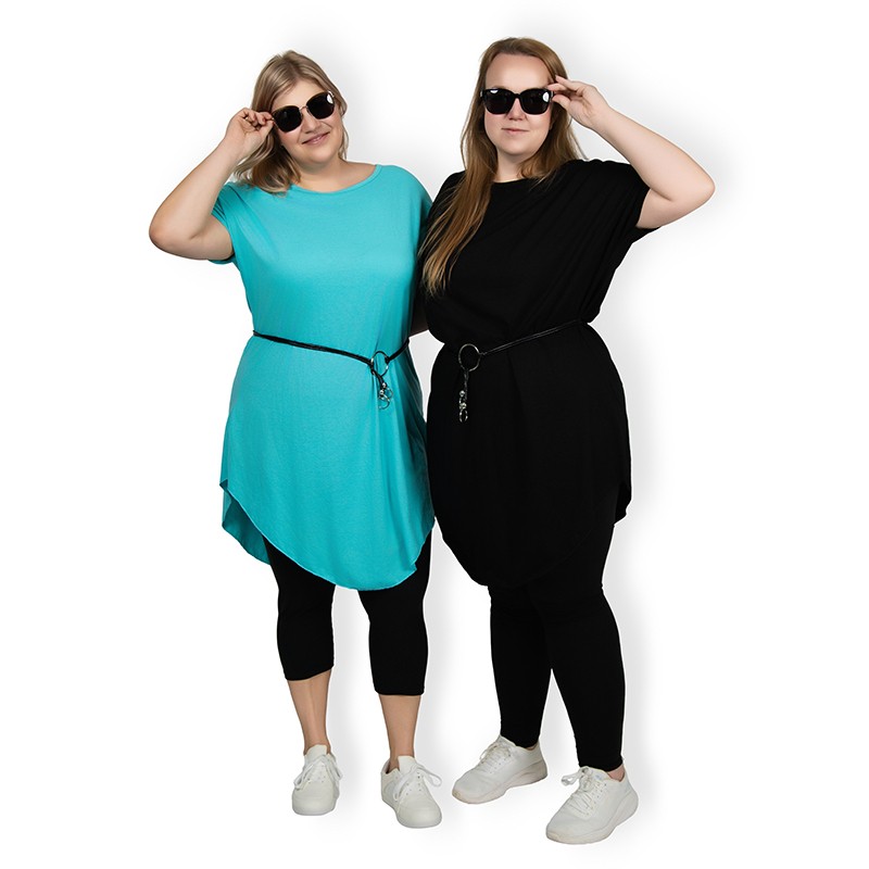 Bellisima - tunika s páskem - černá, sedne od velikosti L do XXXL